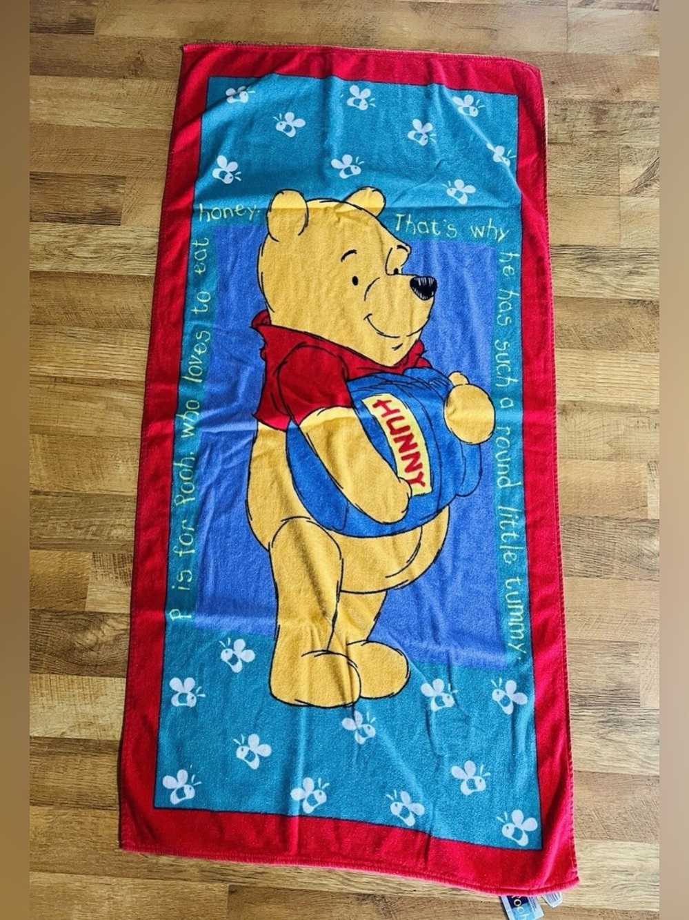 Vintage Winnie the Pooh Beach Towel Franco Disney Sunny Honey Bees Honeypot